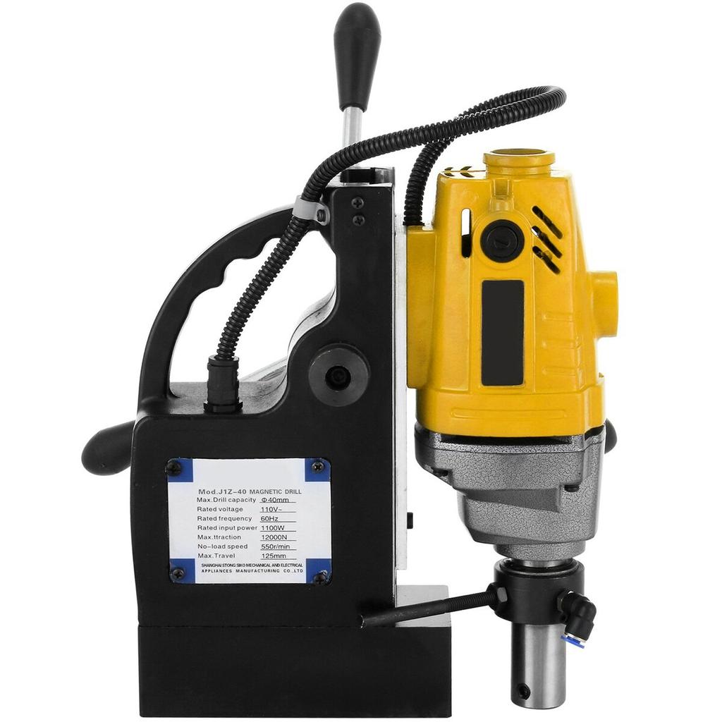 MD40 1-1/2 in. Electric Magnetic Drill Press Drilling Machine with 11PC HSS Cutter Set Precise Annular Cutter Kit Compact Switchable Evolution 1100W