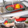 T02C!3Pcs Collapsible Colander Set Foldable Filter With Handle For Fruits Silicone Kitchen Strainer Red