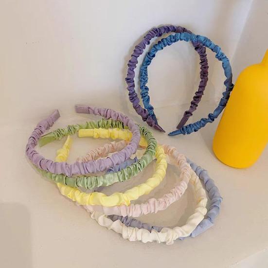 Women Headband Thin Edge Anti-Slip Design Pleated Texture Hair Hoop Commuting