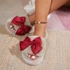 Fashion 2025 NEW Fashionable and Beautiful Warm Plush Slippers Knot Thick Bottom Outdoor Wear Anti Slip Ladies Slippers Soft Shoes