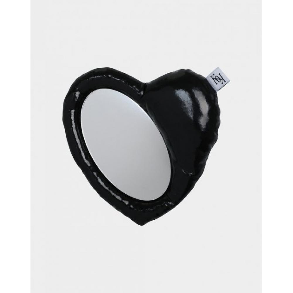 Kisyning Heart Hand Mirror Black