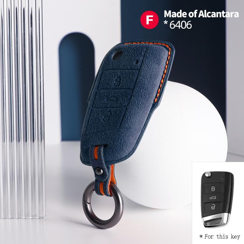 Interior Mouldings Car Key Case Alcantara Keychain For VW Volkswagen Golf 7 MK7 Tiguan MK2 Passat Sagitar Cover Shell Auto Inter