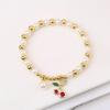 Nouveau Mode Cerise Fraise Cristal Zircone Pendentif Bracelet Élastique Luxe pour Femme Fille Perle Bijoux de Poignet Cadeau de Fête