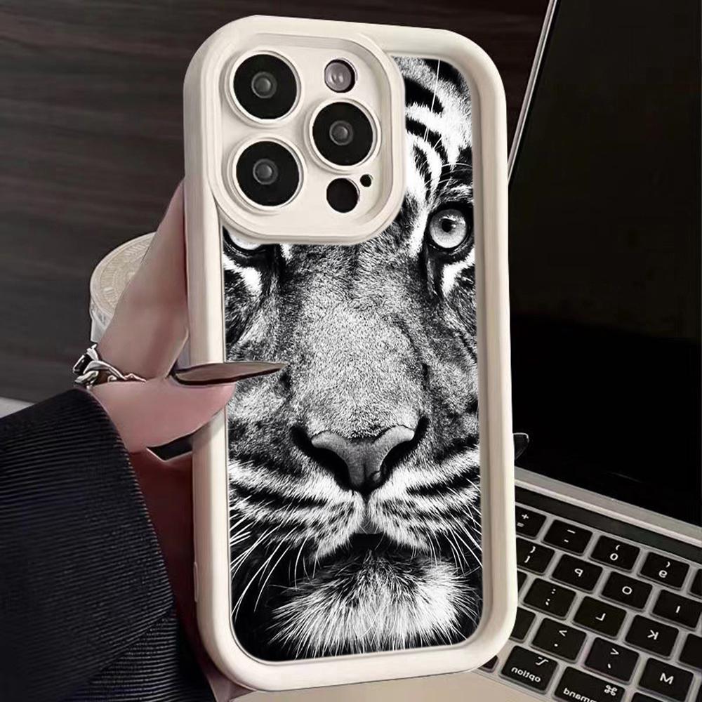 LZ30 Tiger Lion Cat Silicone Phone Case for iPhone 11 13 14 15 16 Pro Max 7 8 16 Plus 12 mini XS Max XR Shockproof Back Cover