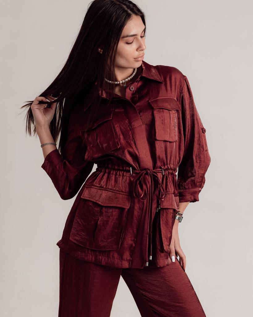 Women's Suit Sandrom 9830 S (36) Burgundy (shirt, Trousers)