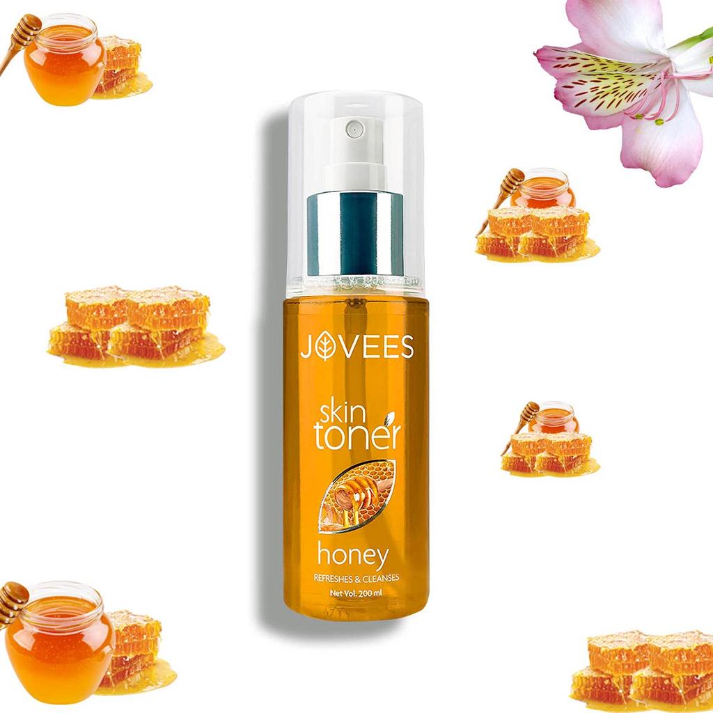 Jovees Herbal Honey Toner For Hydrated Glowing Skin Pore Tightening Brightening Mist For Normal To Dry Skin Paraben Alcohol Free 200ml