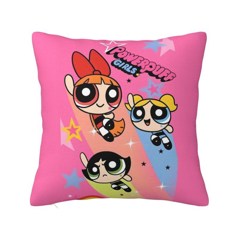 Custom Fashion The P-PowerPuffs Girls Cushion Covers 40x40cm Soft Cartoons Pillow Case for Car Square Pillowcase
