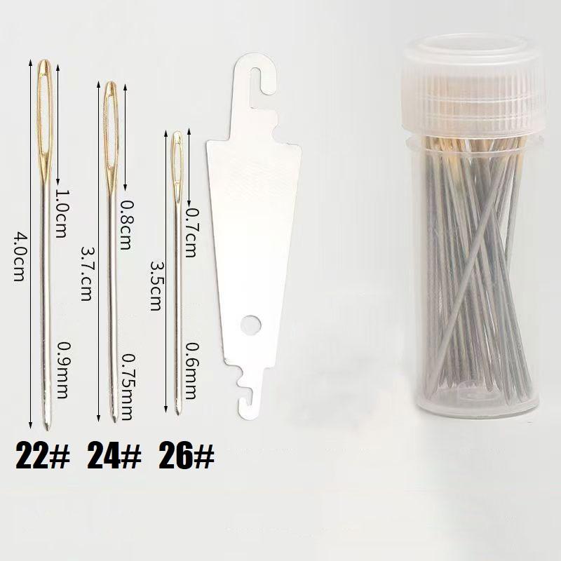 31PCS Cross Stitch Gold Tail Needle Dull Head Round Tip Needle Handmade General Three-strand Embroidery Needle