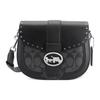 Georgie 21 Color Block Studded Calfskin Saddle Bag Women Shoulder Bag Black C3593-SVS3L