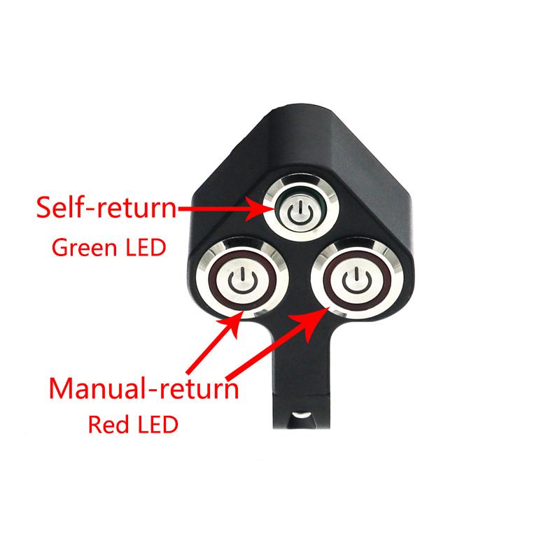LMoDri Motorcycle Switch 7/8" Handlebar Mount Switches 12V On Off Light Fog Brake Switch 3 Button In 1 Aluminum Alloy With