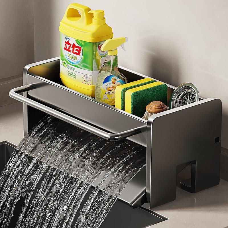 Kitchen Countertop Dishcloth & Sponge Organizer with Drying Rack