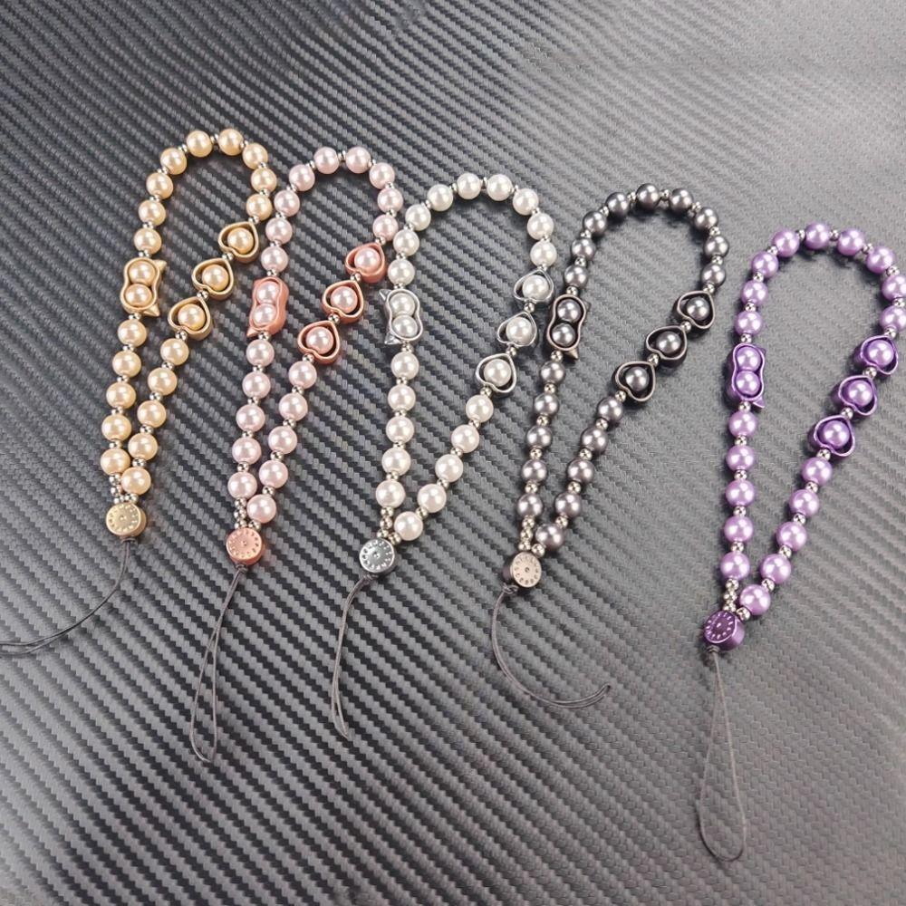 Handmade Beaded Phone Lanyard Wrist Strap Cellphone Charm Pearl Phone Chain Phone Accessories