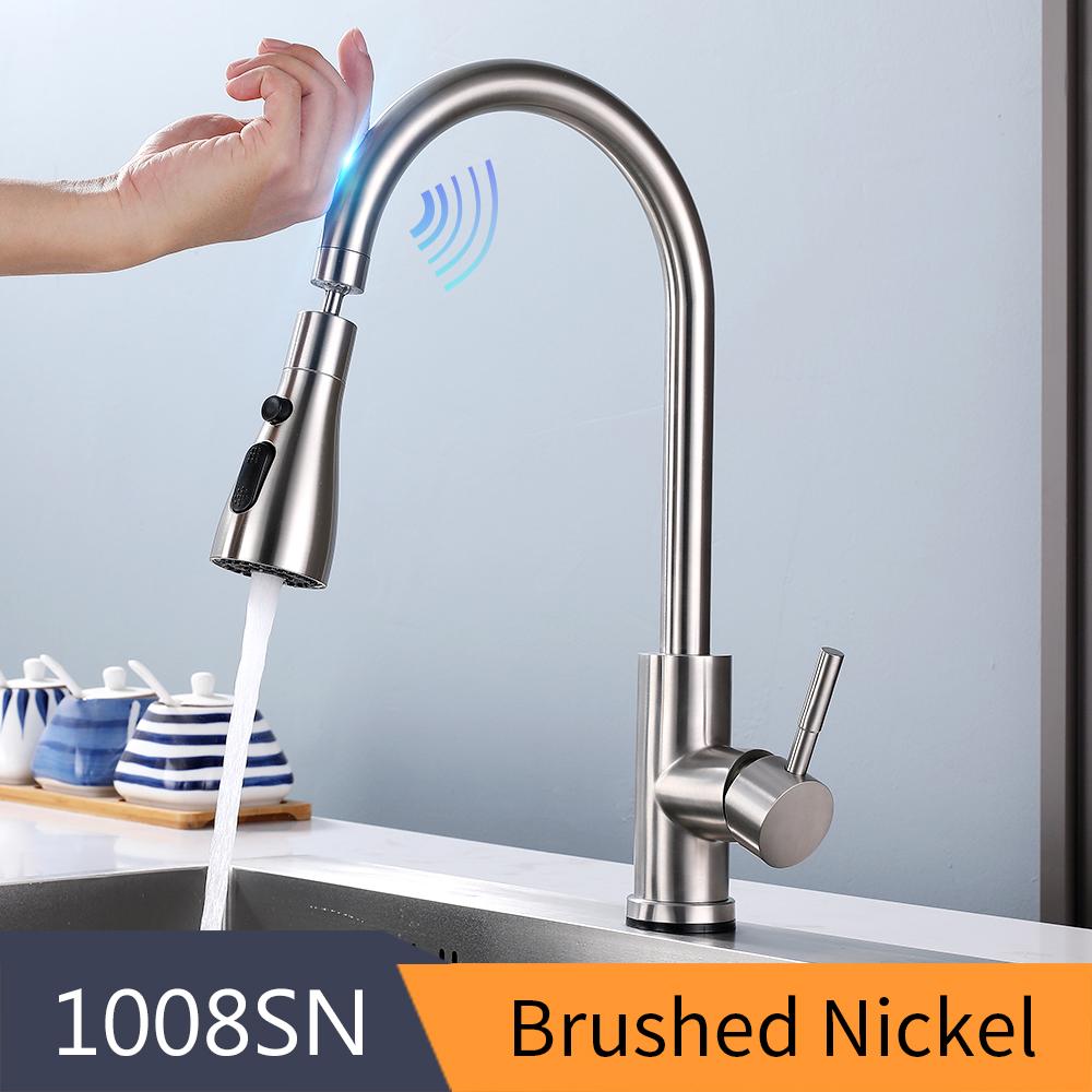 Black Smart Touch Kitchen Faucets Crane For Sensor Kitchen Water Tap Sink Mixer Rotate Touch Faucet Sensor Water Mixer WF-1008