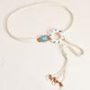 Self Tie Waist Belt for Women Ethnic Style Braided Dress Belt with Fringes&Beads