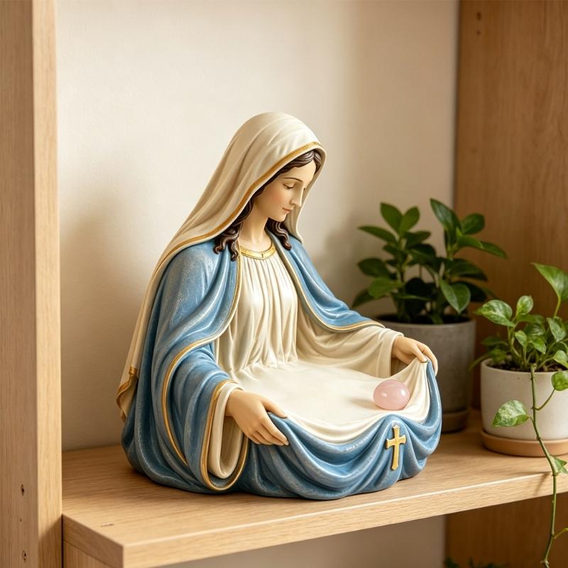 Ricordi della Vergine Maria Portarosari Regalo Cattolico per Donne Statuetta Benedizione Madre Portachiavi Organizzatori di Piccoli Oggetti Statua della Vergine Maria