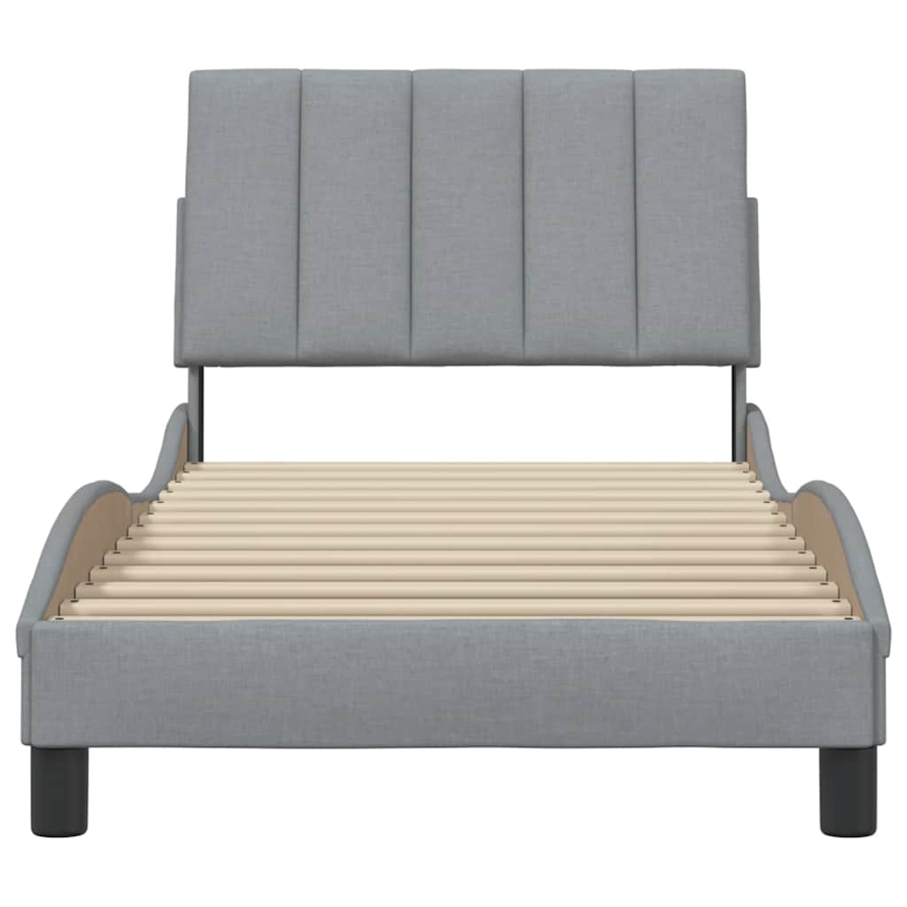 Bed Frame Without Mattress Hanko Light Grey 90x190 Cm Fabric