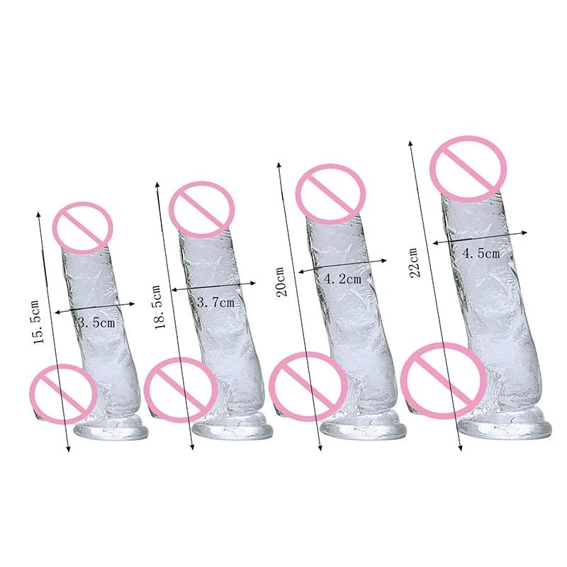 Realistic Clear Dildo Jelly Balls Dong Suction Cup 4 Size Classic Realistic Dildos