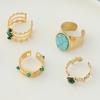 Anel Feminino Vintage Europeu e Americano Turquesa Aço Inoxidável