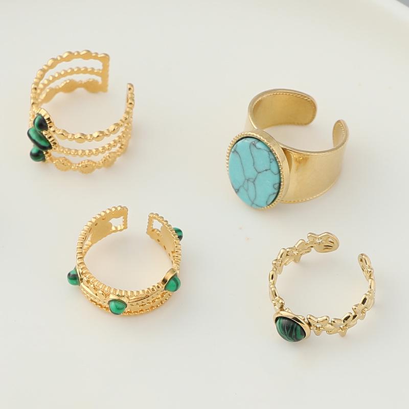 Women's Vintage European and American Turquoise Stainless Steel Ring