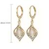 Fashion Angel Eye Earrings Gold Color Plated Rhinestones Inlay Tulip Petal Hoop Earring Women's Party Zircon