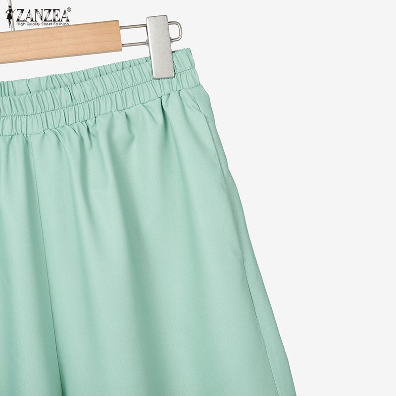 ZANZEA Bluză cu mânecă lungă și pantaloni cu imprimeu pentru femei, seturi casual din două piese