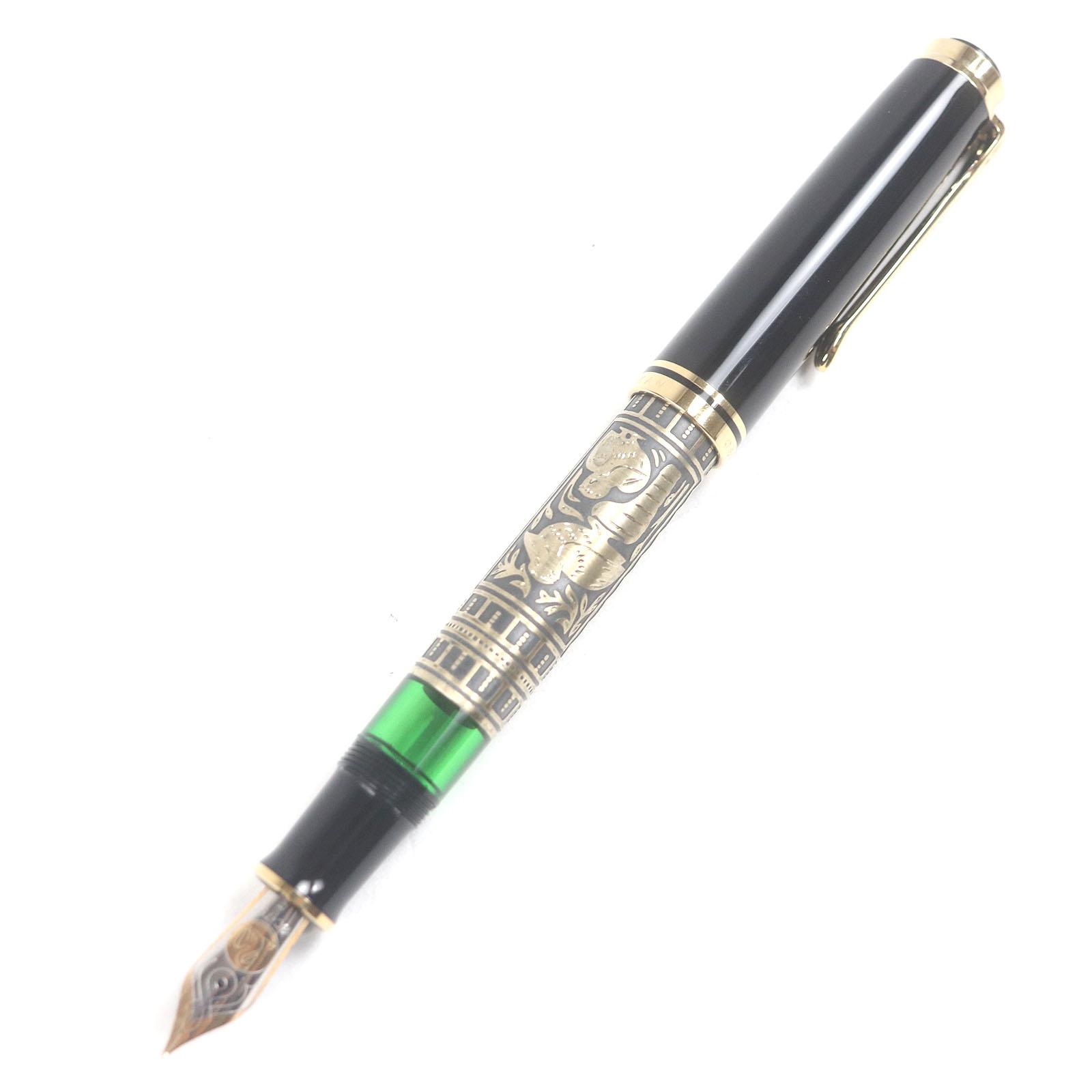 

Excellent PERIKAN fountain pen Souvern Big Toledo Cap type Black gold 18K Used