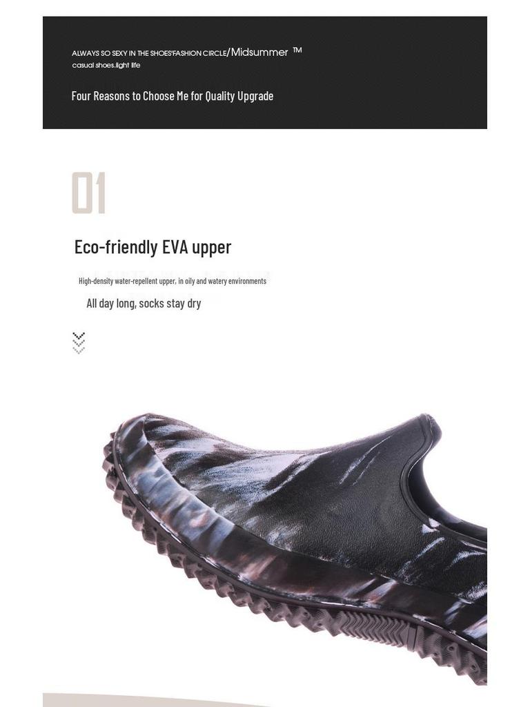 Men's Large Waterproof Non-Slip Rubber Shoes for Kitchen, Work & Rain