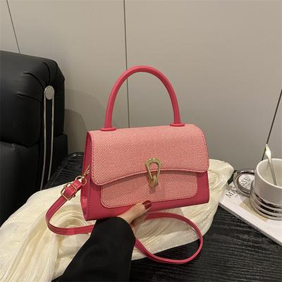 Ausländischer Stil Einrückung Litschi-Muster neu 2025 Sommer Schloss schlicht lässig Messenger Schulter tragbar kleine quadratische Tasche Frau