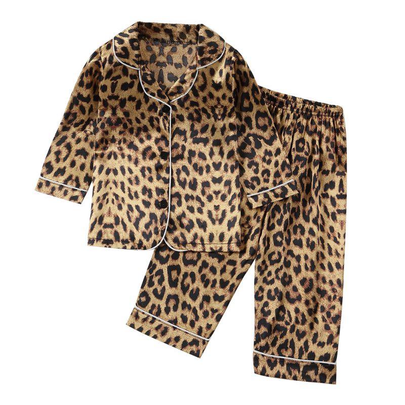 

Детский пижамный комплект для девочек 1-8 лет, с длинным рукавом, топ на пуговицах и брюки, повседневная одежда для дома 90