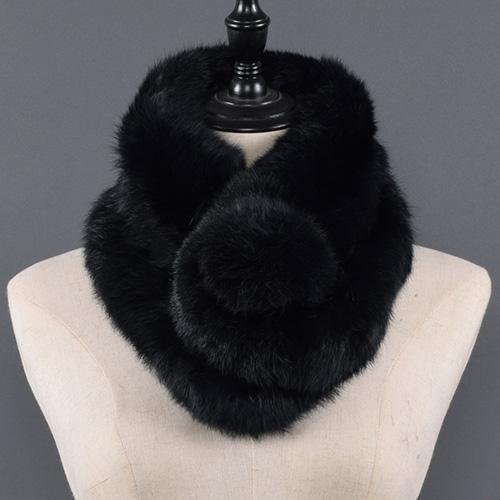 

Natural Rabbit Fur Scarf for Women New Arrival Real 100% Rex Rabbit Fur Scarves Winter Fur Neckerchief Rabbit Fur Pompom One Size