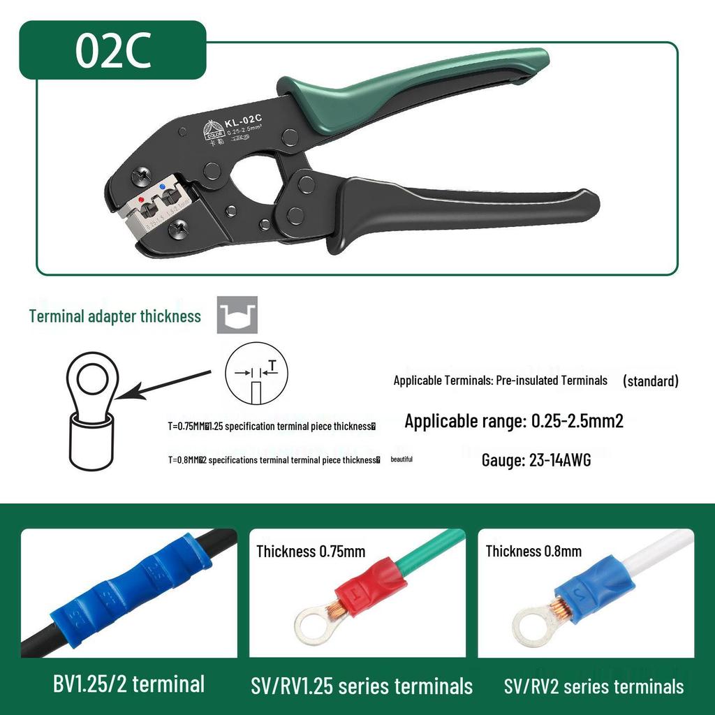 6.5" Mini Crimping Tool for Tubular Terminals and MC4 Connectors