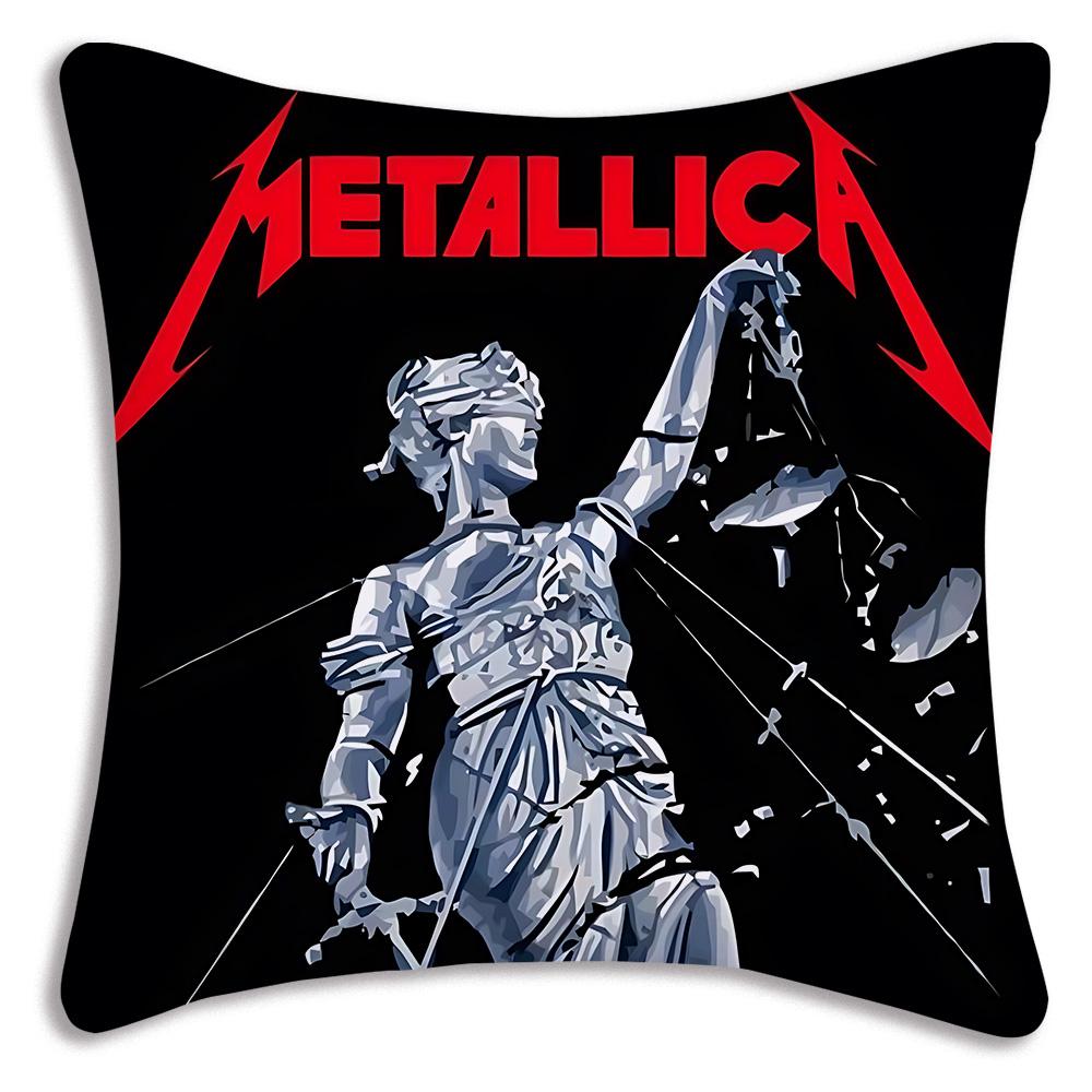 Anime Band M-METALLICAs Pillow Covers Cartoon Sofa Decorative Home Double-sided Printing Short Plush Cute Cushion Cover