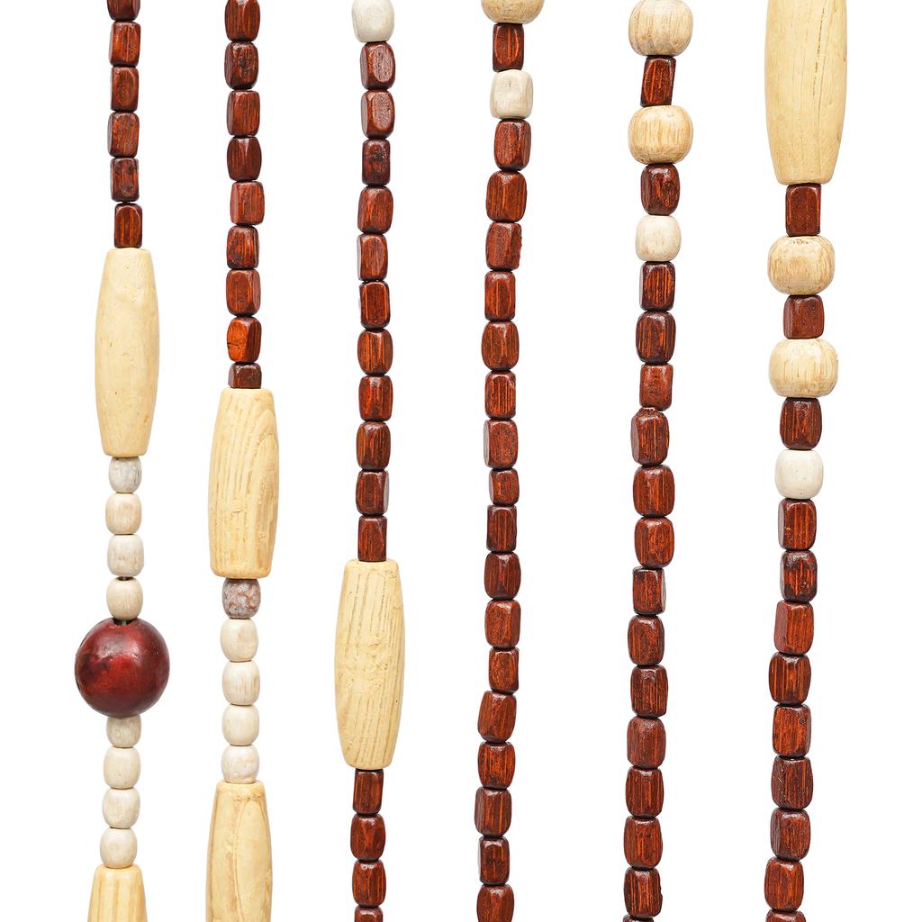 Classic Wood Bead Curtain, 90 x 175 cm w/ 31 Intricate Bead Strands, Handcrafted Natural Room Divider for Doorway & Window Decor