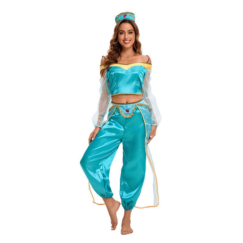Halloween Princess Jasmine Costume - Adult Aladdin Lamp & Indian Dancer Cosplay