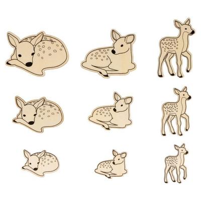 Shapes To Decorate - ARTEMIO - Fawns - 18 Pcs - Natural Wood - Mixed - Child