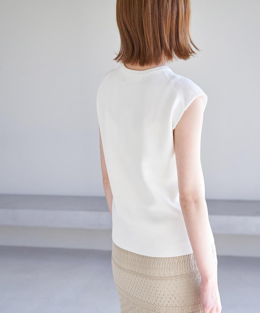 ROPE PICNIC Sheer Decollete Zero Sleeve Knit Size Medium Women's Pullover, GDM13350, 15,
