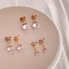 Super flash zircon temperament stud earrings, simple single diamond titanium steel earrings, women's niche two-color optional gifts