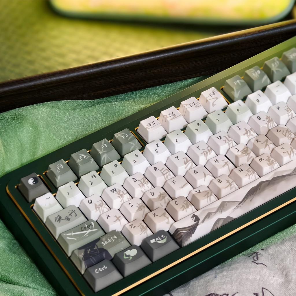 MAIMOOO Xiake Xing Tastenkappe Grün Chinesischer Stil Kalligraphie Aula F75/F99 Ajazz Mechanische Tastatur Angepasste Tastenkappe
