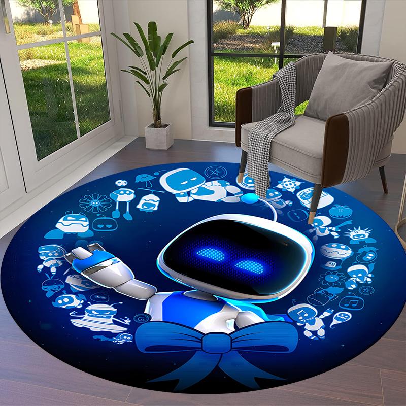 ASTRO BOT Runder Teppich, Teppich für Wohnzimmer Schlafzimmer Sofa Spielzimmer Dekoration, Rutschfeste Bodenmatte