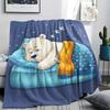 Polar Bear Print Flannel Blanket, High quality Comfortable for All Seasons, Home Decor, Warmth and Comfort, Perfect for Christmas Gifts