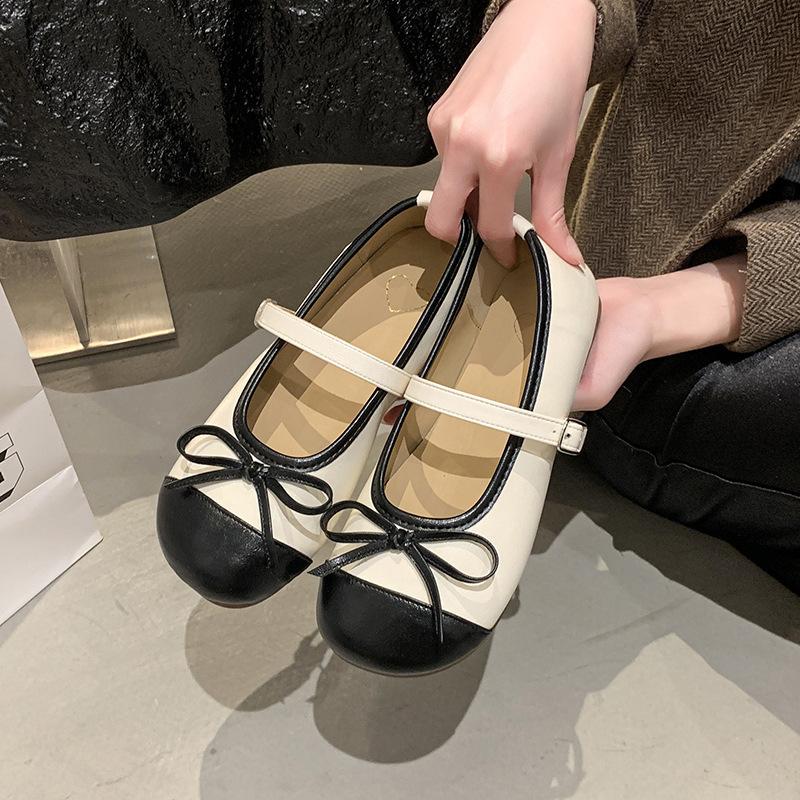 Flat Bottom Mary Jane Single Shoes Women's Spring and Autumn New Gentle Bow Commuting