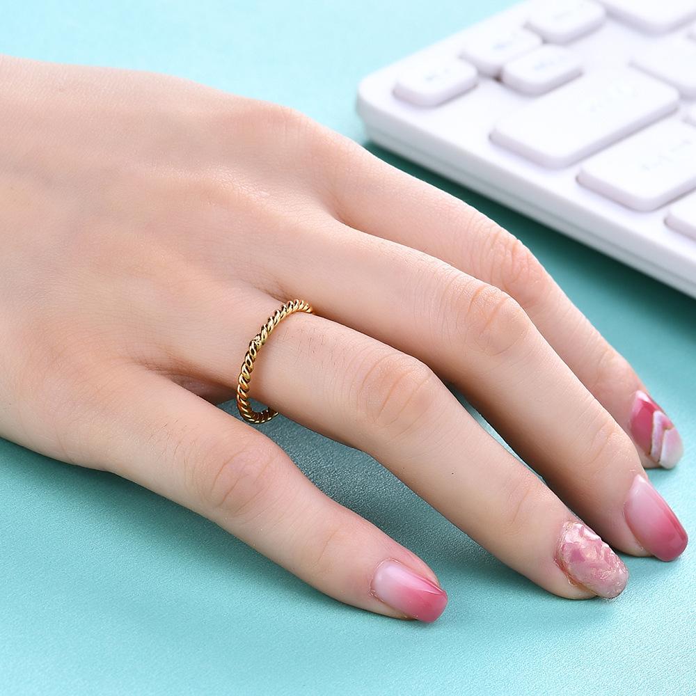 Trendy 2MM Tri-Color Stainless Steel Ribbed Ring