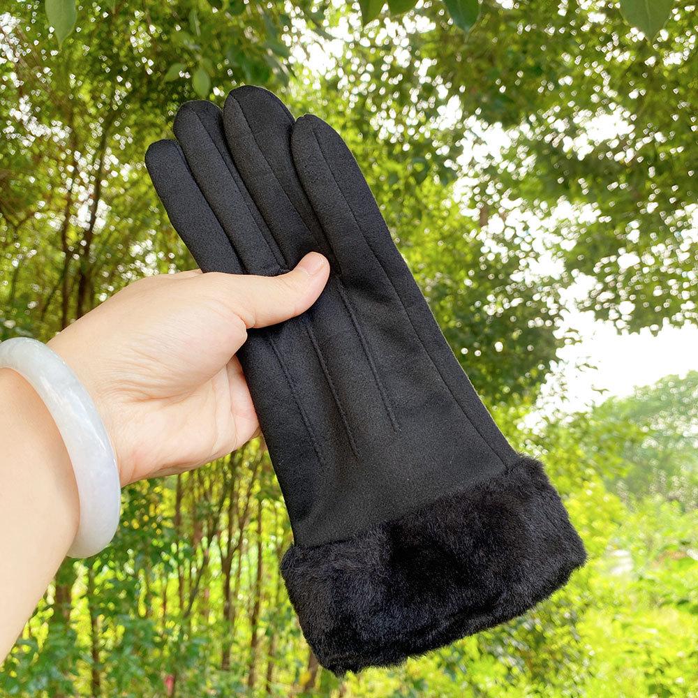 New gloves women's autumn and winter touch screen fleece warm suede gloves cycling winter thickened cold gloves