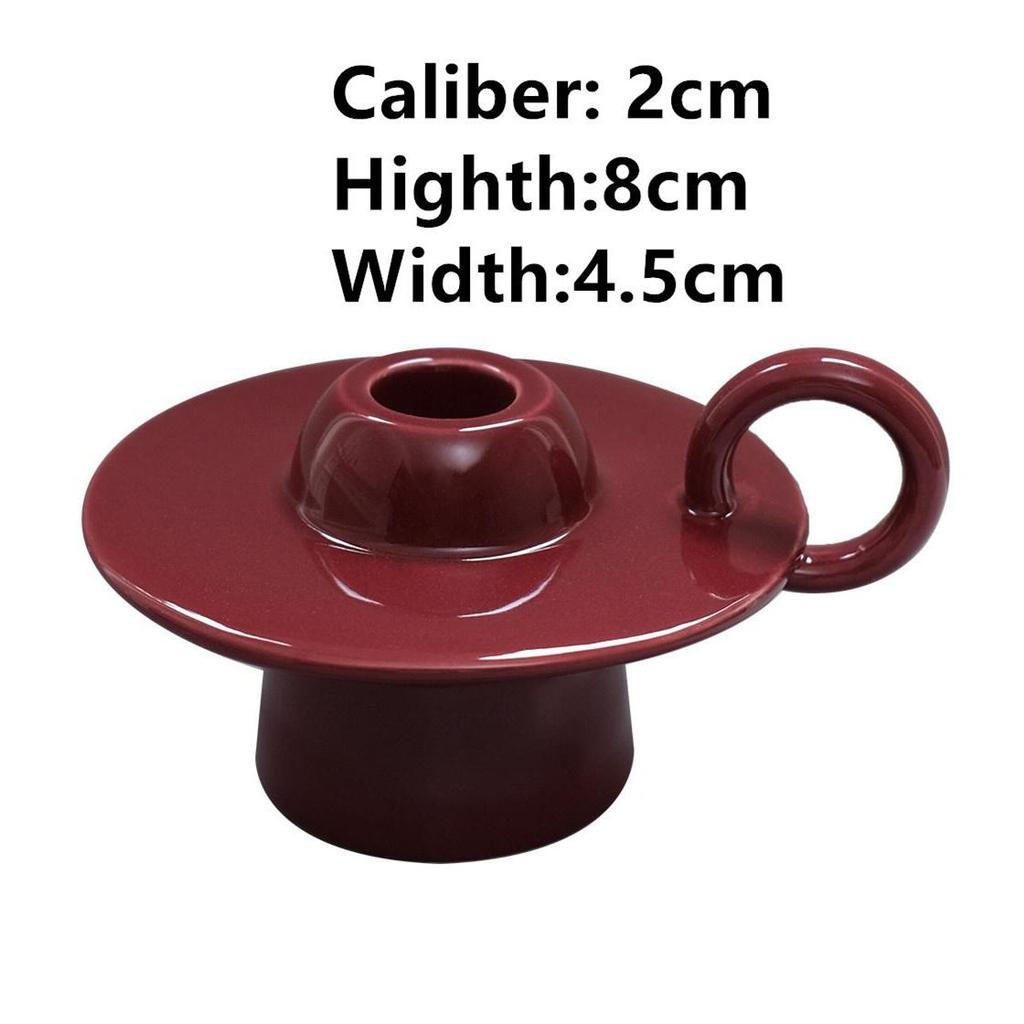 European Candle Ceramic Holder with Round Handle  Aromatherapy Candle Stand Seat,Burning Home Decoration Desktop Ornament