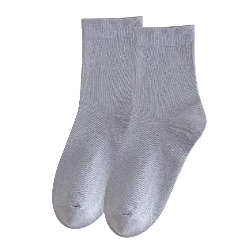 Women's Solid Color Mid-Calf Cotton Socks - Sweat-Absorbent, Breathable & Loose Fit, Ideal for Spring & Autumn