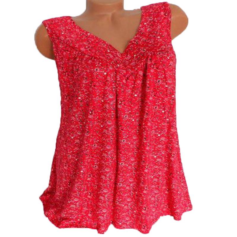 

Свободная летняя женская майка без рукавов, футболка, блузка, женские бохо кружевные топы больших размеров Red,5XL