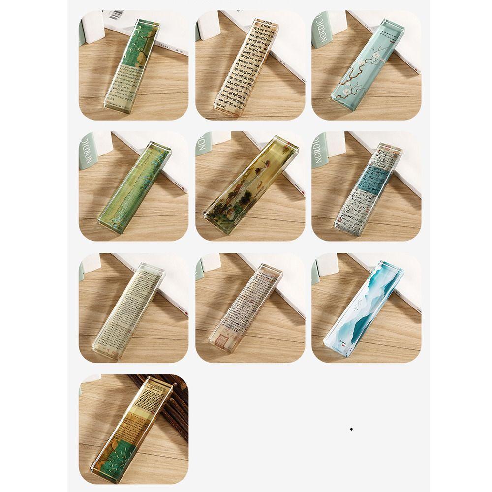 Pressing Paper Flat Clear Crystal Paperweight Rectangle Crystal Weight Ruler  Calligraphy Supply