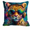 Adorable Animal-Print Pillows with Sunglasses and Headphones: Giraffe, Lion, and Leopard Designs! Sofa Cushion Cover