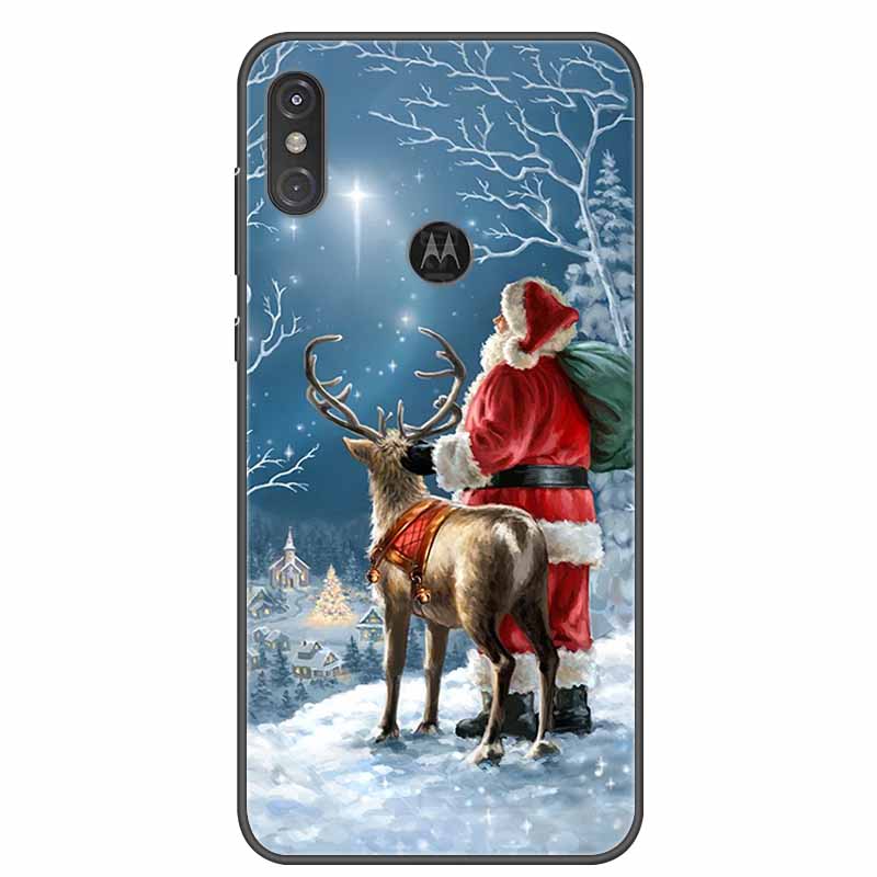 For Moto One Vision Case Luxury Silicone TPU Soft Cover Phone Case For Motorola Moto One Action Macro Shockproof Christmas Coque
