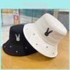 Cute Fisherman Hat For Girls With Embroidered Stars And Rabbits Adjustable Size 53-58cm Sun Protection Wide Brim
